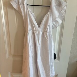 White Flutter Sleeve Dress